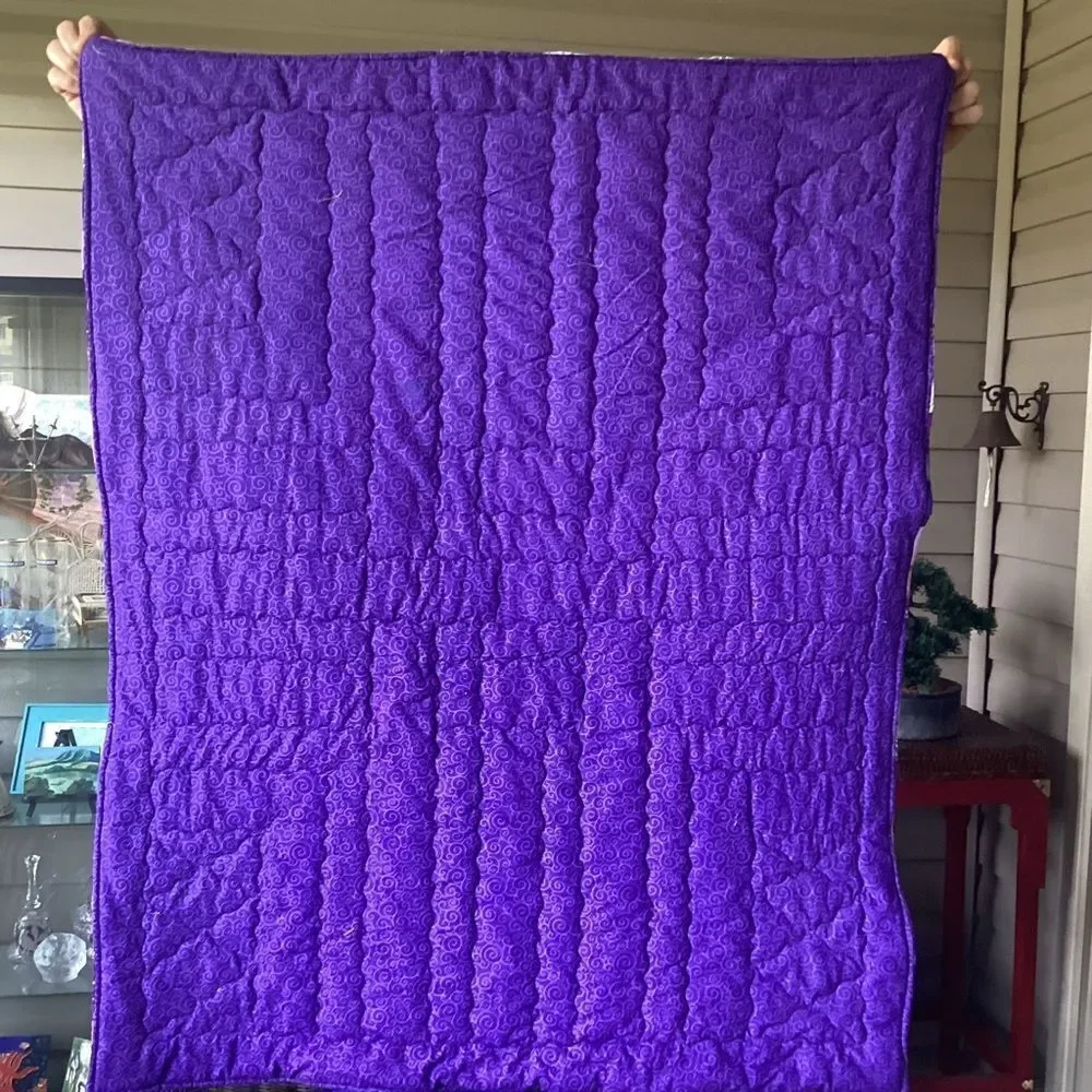 NWT Hand Crafted Purples and White Quilt
